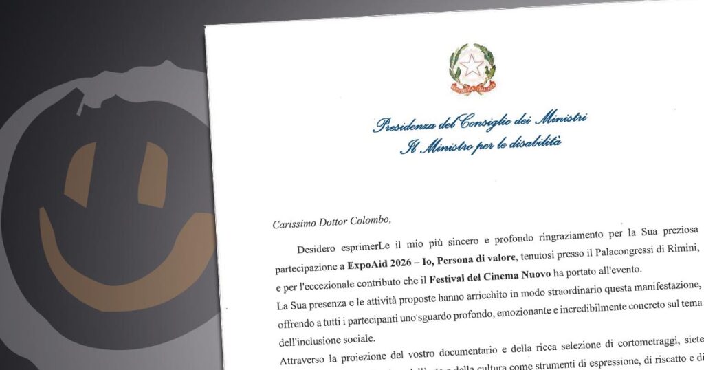 Lettera di ringraziamento del Ministro Locatelli a Luigi Colombo del Festivald del Cinema Nuovo